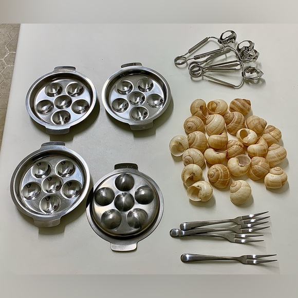 Mid Century Vintage Stainless Steel Escargot Appetizer Set for 4 - Picture 12 of 16